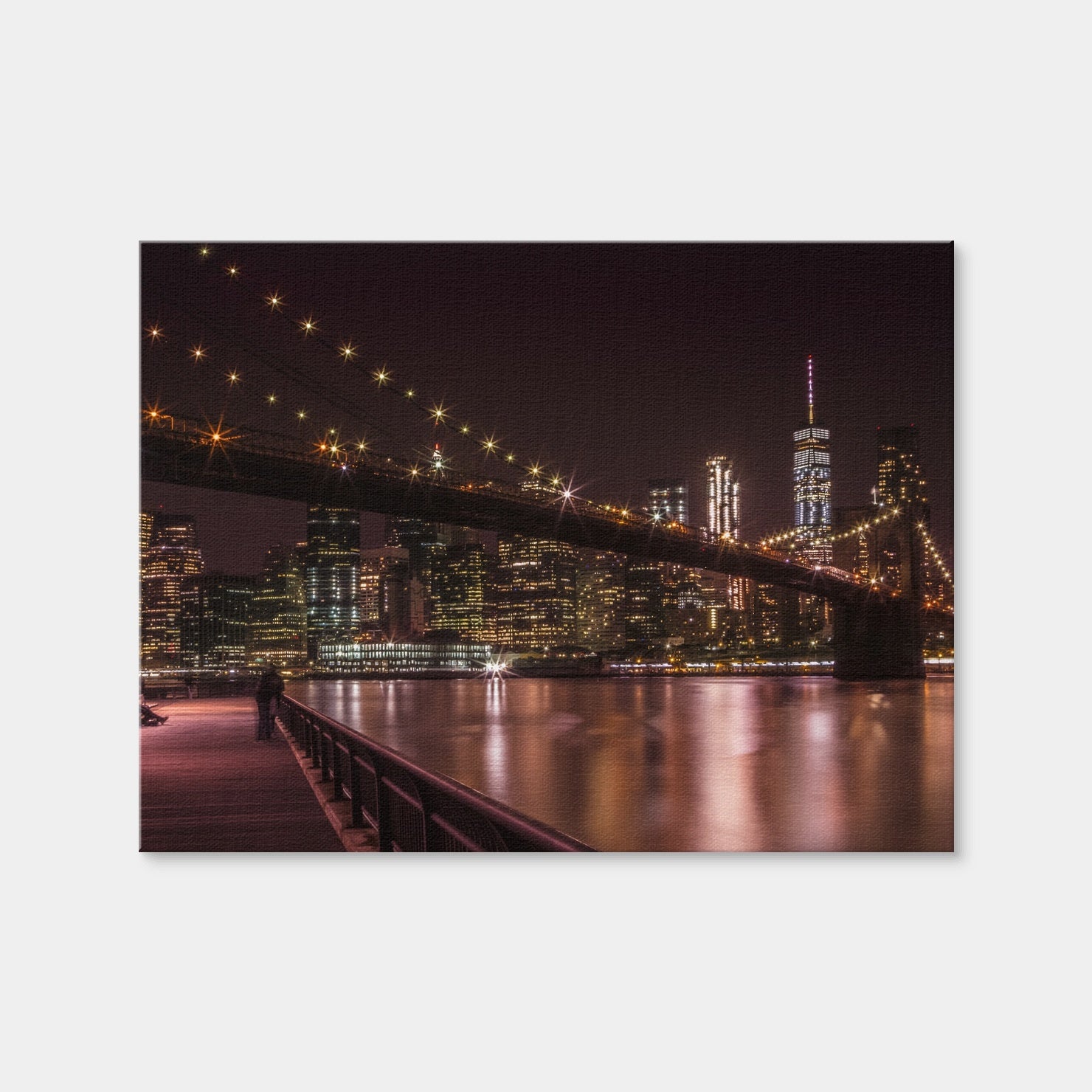 AUTO-MOCKUP WHITE | Manhattan Skyline & Brooklyn Bridge Sunset | 1 Piece | Gallery Wrap Canvas | group=4x3