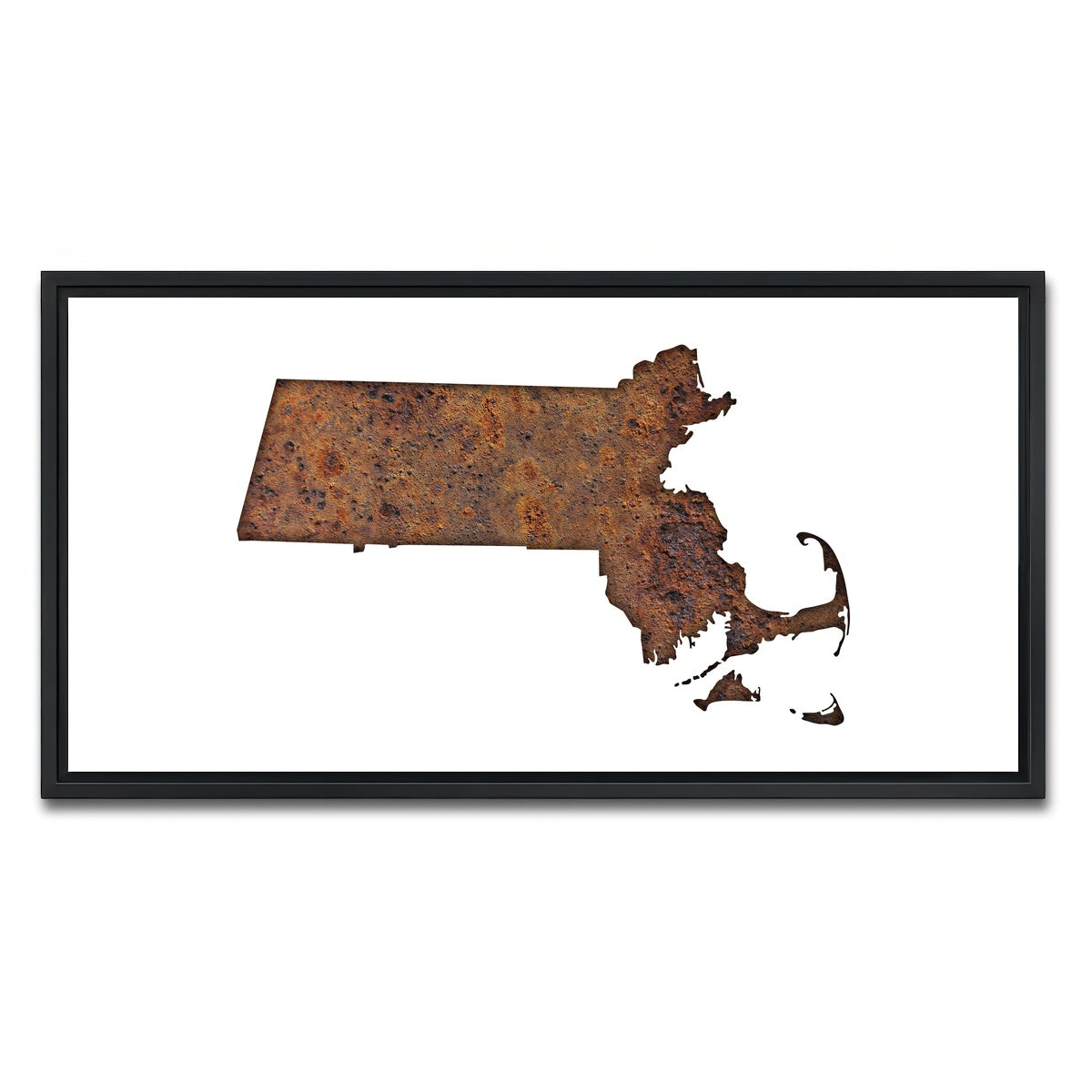 AUTO-MOCKUP WHITE | Map of Massachusetts | 1 Piece | Black Framed Canvas | group=2x1