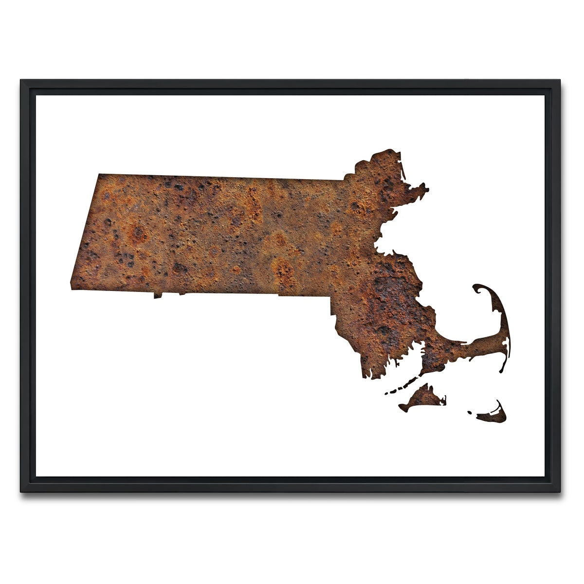 AUTO-MOCKUP WHITE | Map of Massachusetts | 1 Piece | Black Framed Canvas | group=4x3