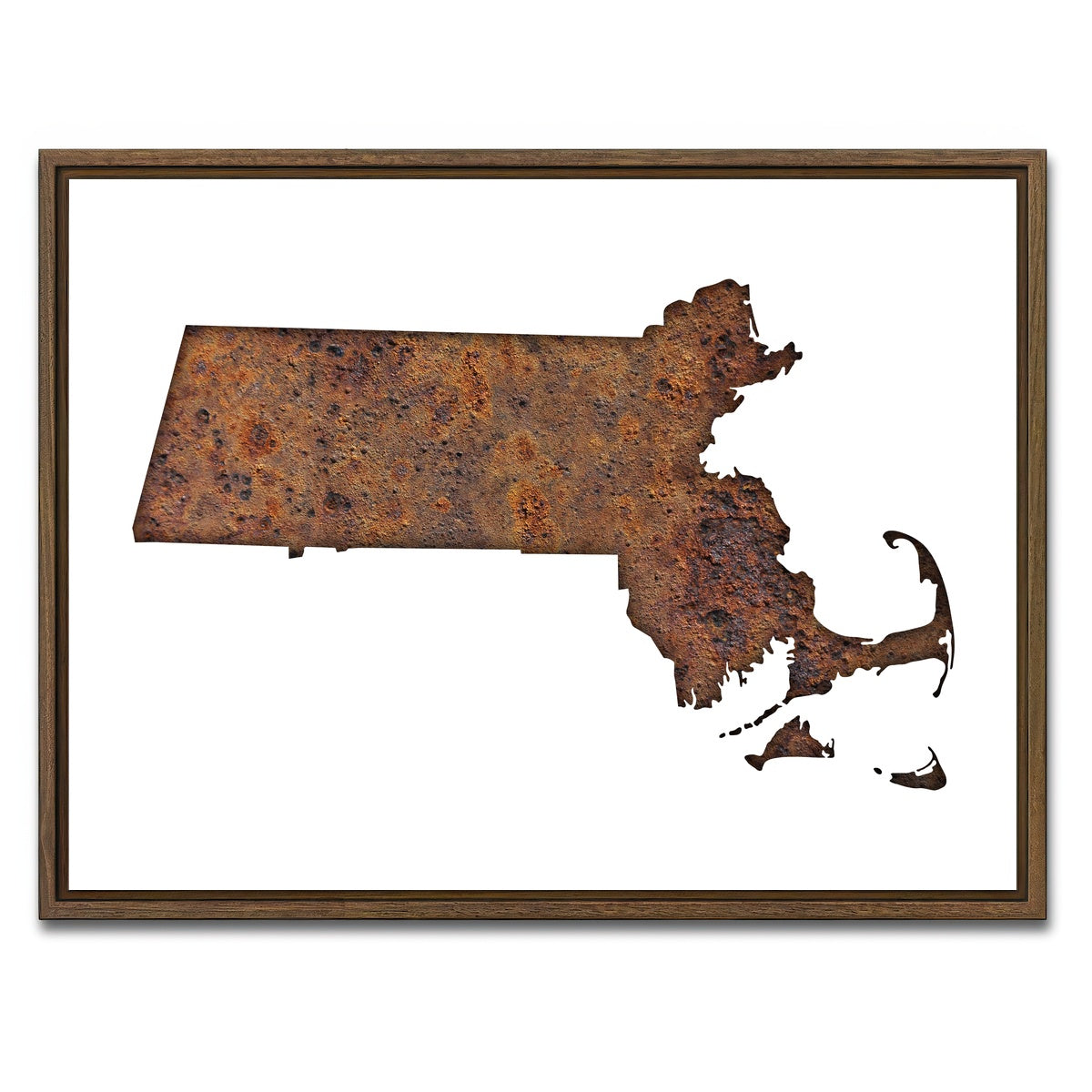AUTO-MOCKUP WHITE | Map of Massachusetts | 1 Piece | Walnut Framed Canvas | group=4x3