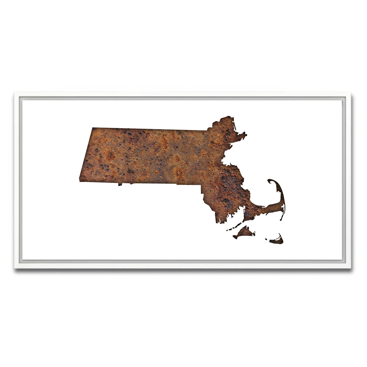 AUTO-MOCKUP WHITE | Map of Massachusetts | 1 Piece | White Framed Canvas | group=2x1