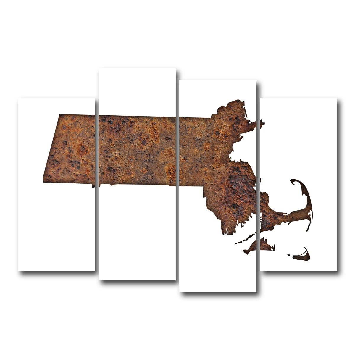 AUTO-MOCKUP WHITE | Map of Massachusetts | 4 Piece | Gallery Wrap Canvas | group=4_normal