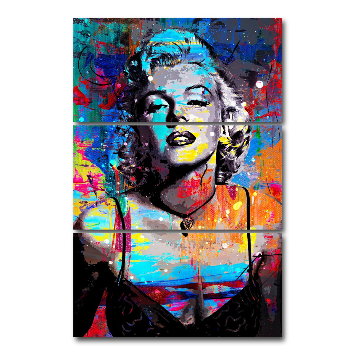 AUTO-MOCKUP WHITE | Marilyn Monroe Colors | 3 Piece | Gallery Wrap Canvas | group=12x24_stacked