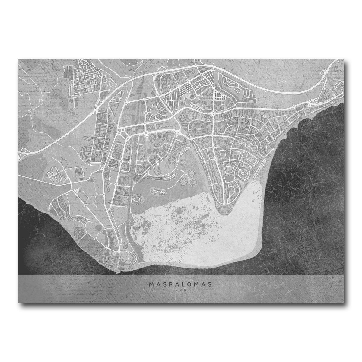 AUTO-MOCKUP WHITE | Maspalomas Map 2 | 1 Piece | Gallery Wrap Canvas | group=4x3