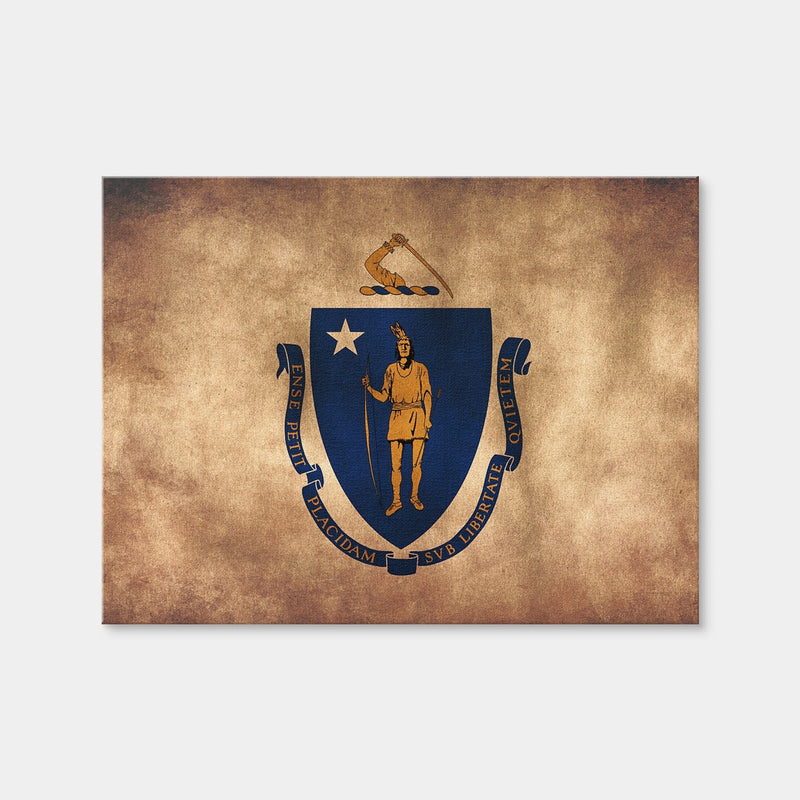 AUTO-MOCKUP WHITE | Massachusetts State Flag Grunge | 1 Piece | Gallery Wrap Canvas | group=4x3