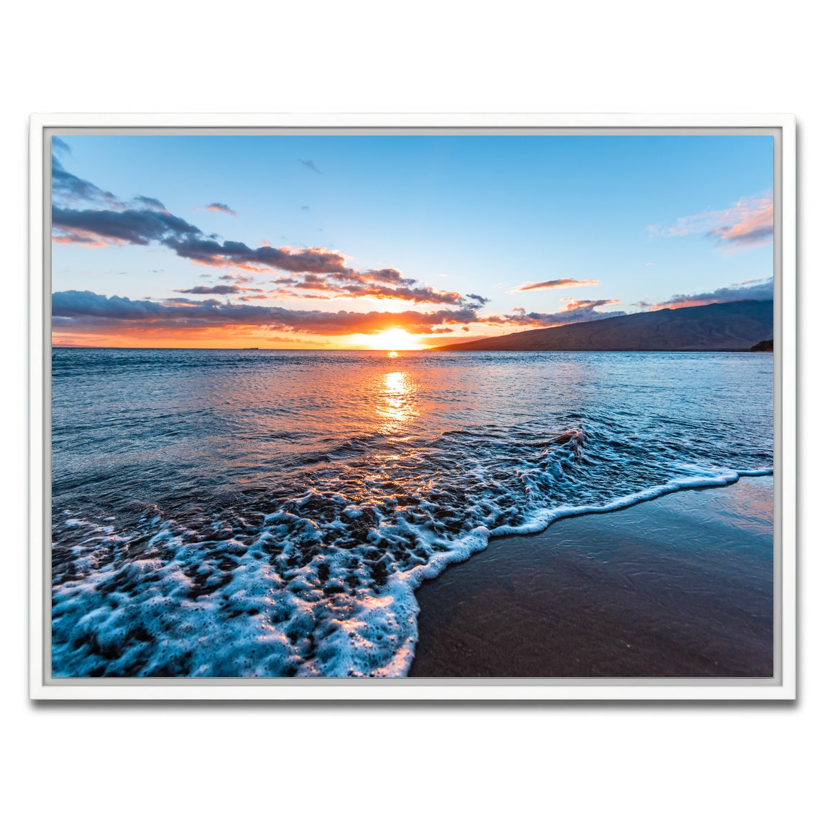 AUTO-MOCKUP WHITE | Maui Beach Sunset | 1 Piece | White Framed Canvas | group=4x3