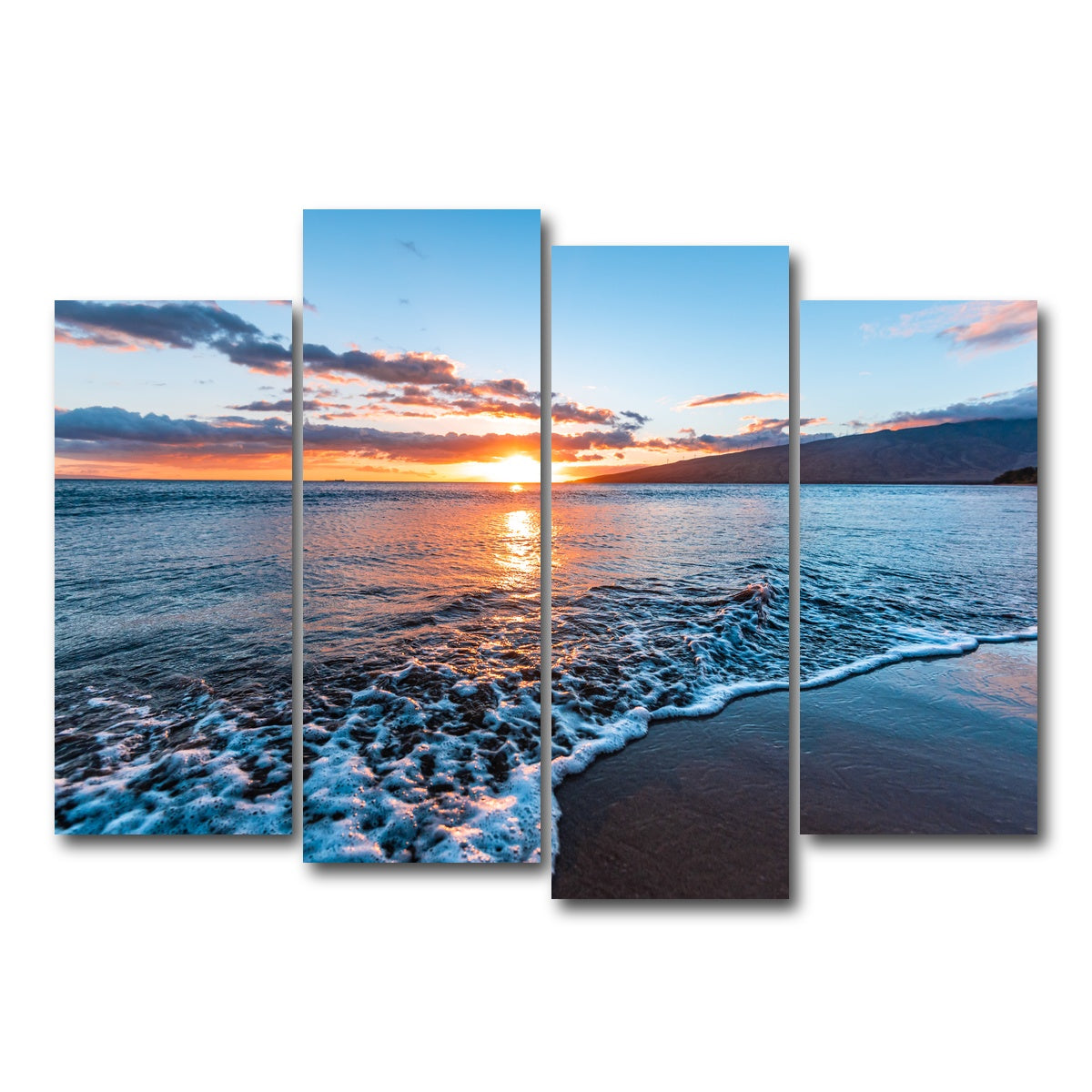 AUTO-MOCKUP WHITE | Maui Beach Sunset | 4 Piece | Gallery Wrap Canvas | group=4_normal