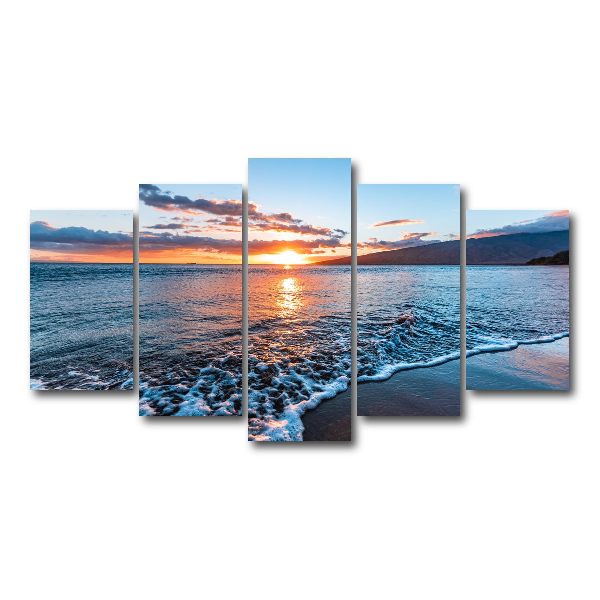 AUTO-MOCKUP WHITE | Maui Beach Sunset | 5 Piece | Gallery Wrap Canvas | group=5_normal