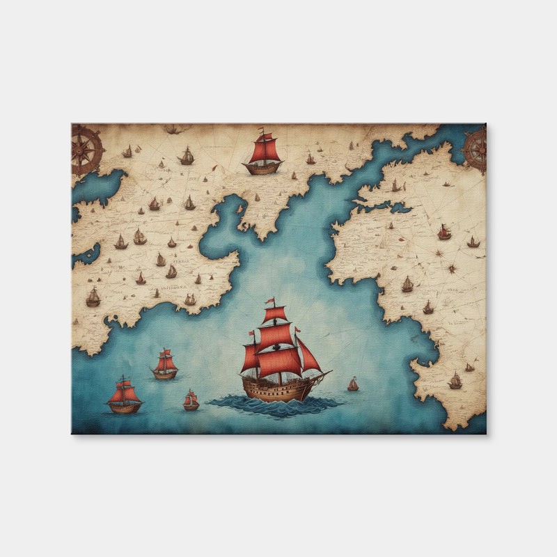 AUTO-MOCKUP WHITE | Medieval Nautical Map | 1 Piece | Gallery Wrap Canvas | group=4x3