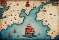 Medieval nautical map Wall Art