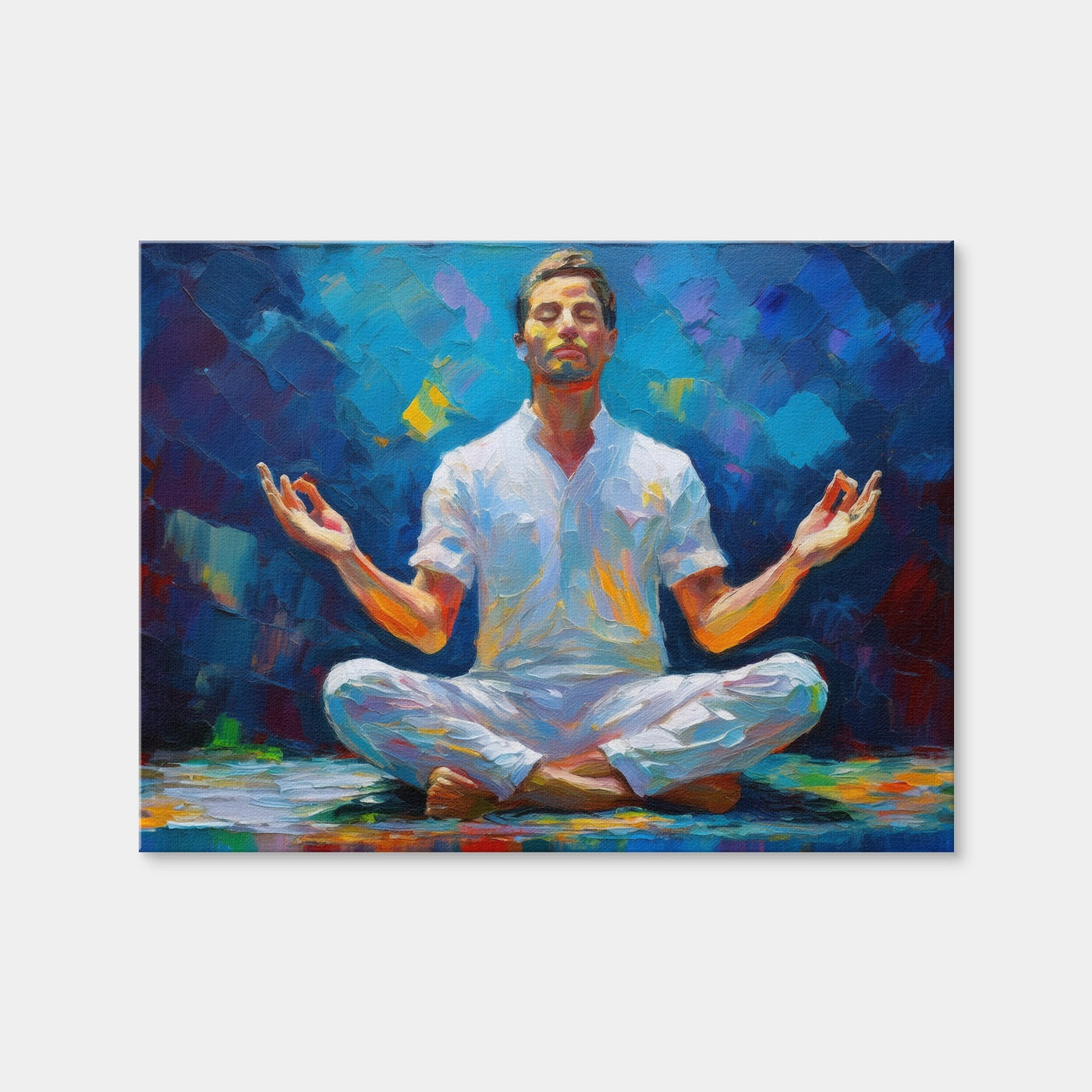 AUTO-MOCKUP WHITE | Meditating Man | 1 Piece | Gallery Wrap Canvas | group=4x3