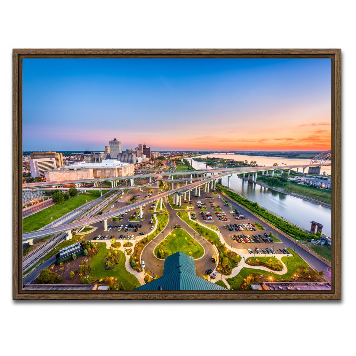 AUTO-MOCKUP WHITE | Memphis Aerial | 1 Piece | Walnut Framed Canvas | group=4x3