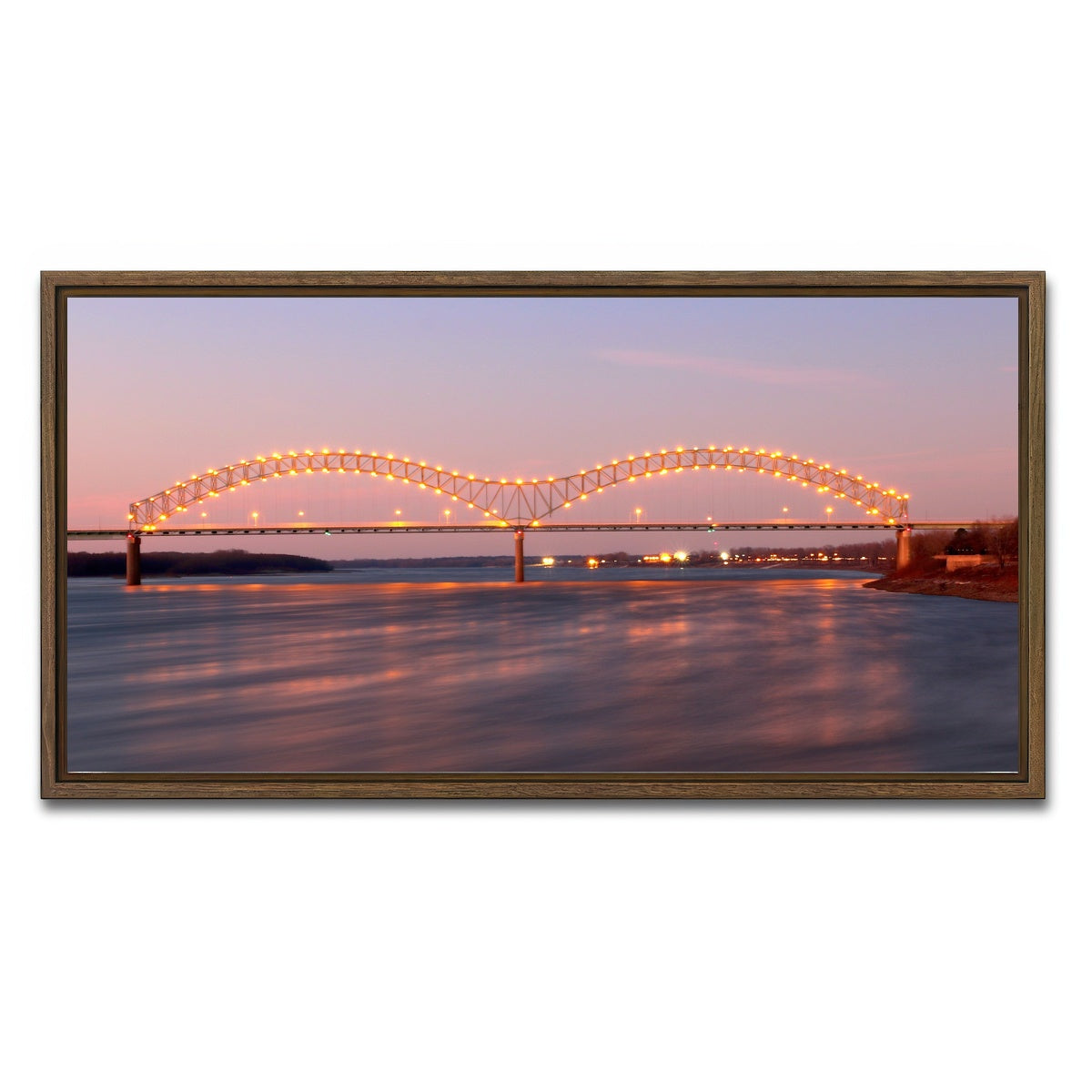 AUTO-MOCKUP WHITE | Memphis Arkansas Bridge | 1 Piece | Walnut Framed Canvas | group=2x1