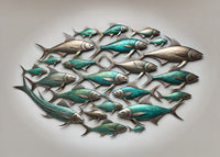 Metal artwork of group of fish Wall Art