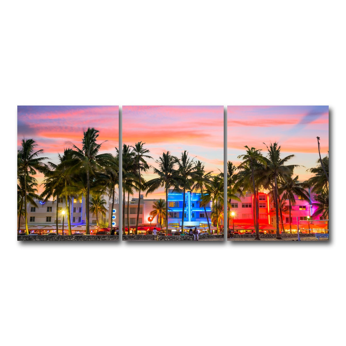 AUTO-MOCKUP WHITE | Miami Beach Ocean Drive | 3 Piece | Gallery Wrap Canvas | group=18x24