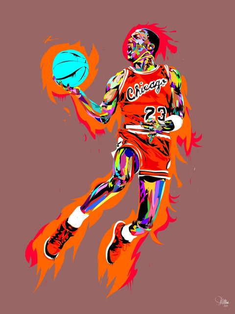 Michael Jordan Fire Wall Art
