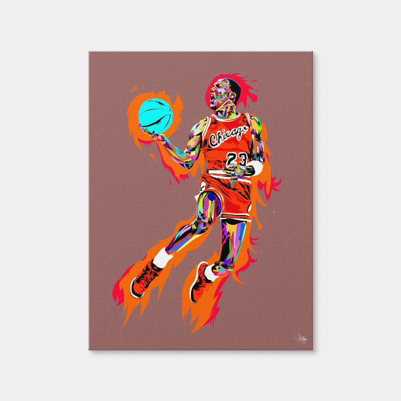 AUTO-MOCKUP WHITE | Michael Jordan Fire | 1 Piece | Gallery Wrap Canvas | group=3x4
