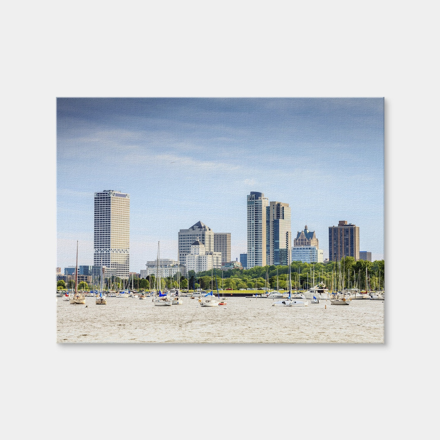 AUTO-MOCKUP WHITE | Milwaukee Skyline Day | 1 Piece | Gallery Wrap Canvas | group=4x3