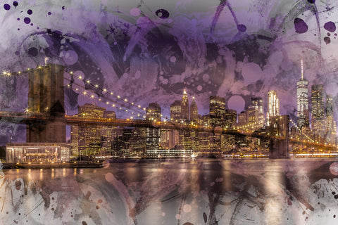 Modern Art BROOKLYN BRIDGE Sunset Wall Art