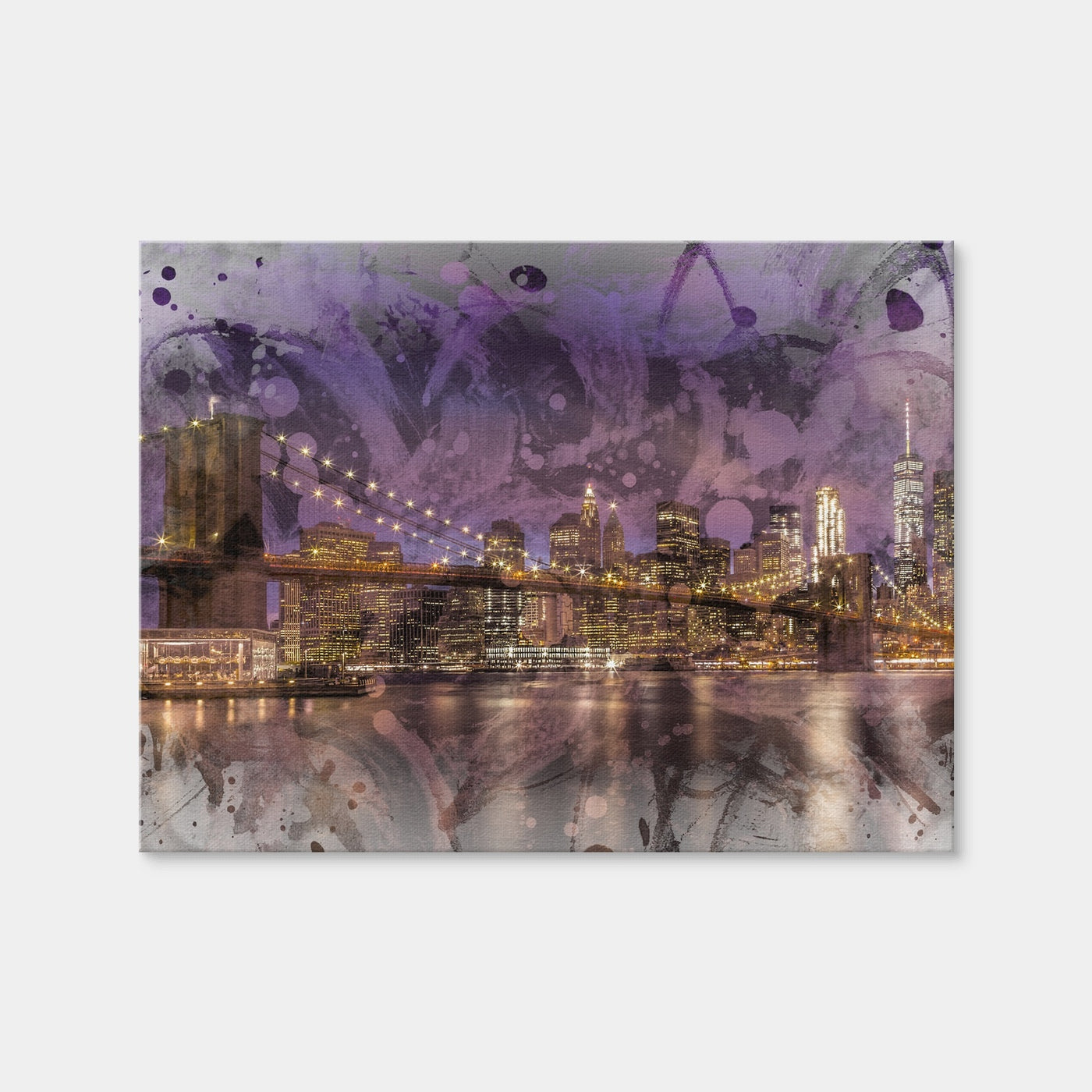 AUTO-MOCKUP WHITE | Modern Art Brooklyn Bridge Sunset | 1 Piece | Gallery Wrap Canvas | group=4x3