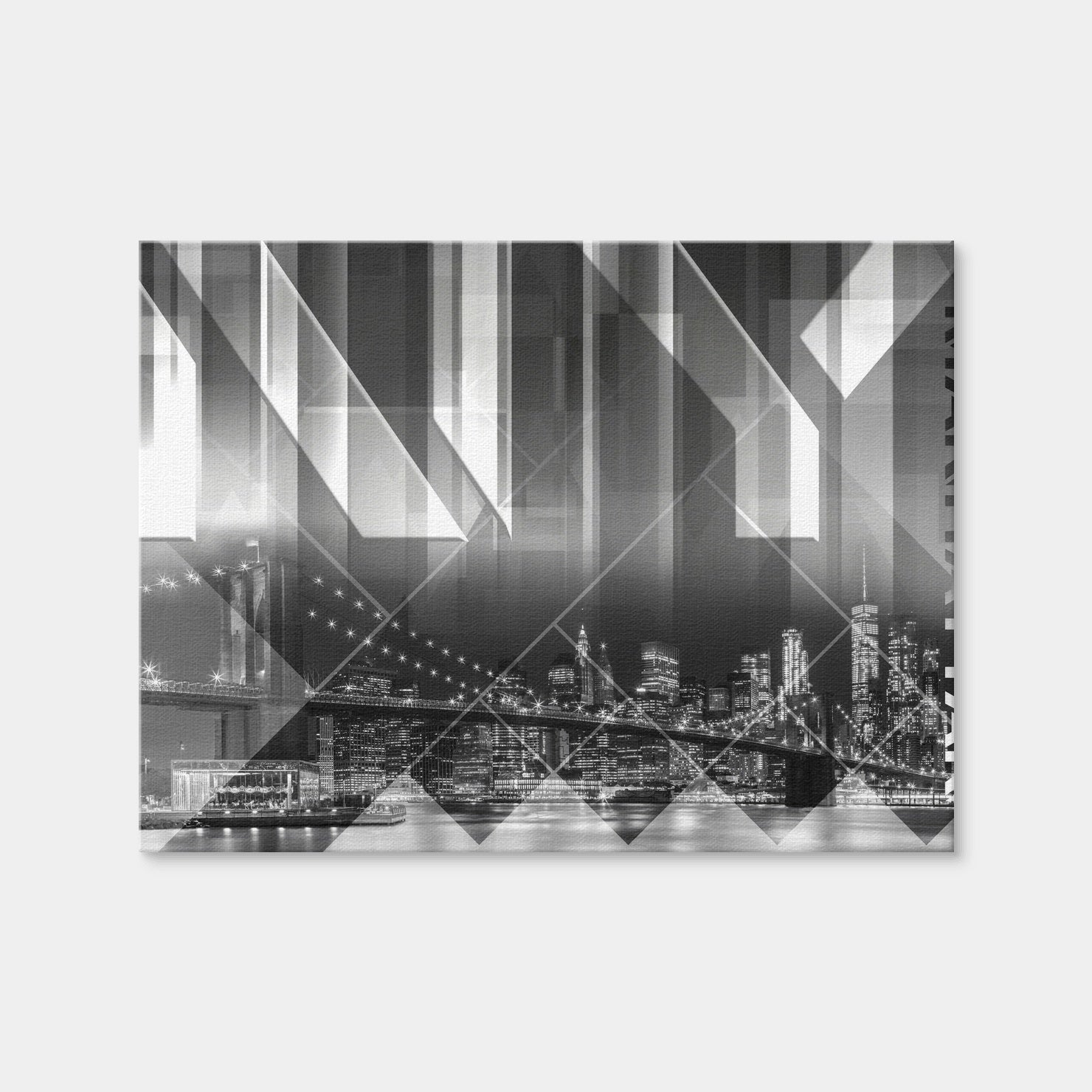 AUTO-MOCKUP WHITE | Modern Art Brooklyn Bridge & Skyline | 1 Piece | Gallery Wrap Canvas | group=4x3