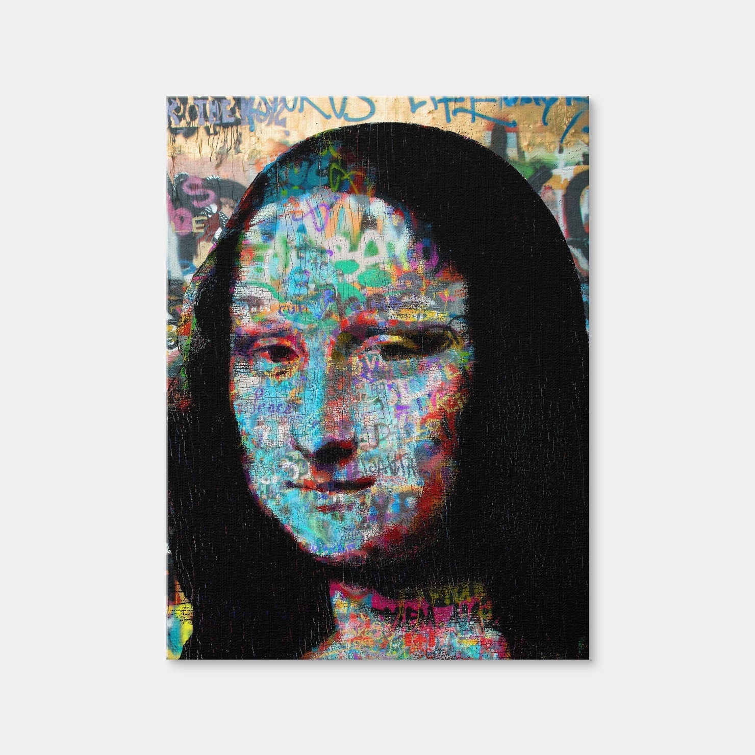 AUTO-MOCKUP WHITE | Mona Lisa Heavy Graffiti | 1 Piece | Gallery Wrap Canvas | group=3x4