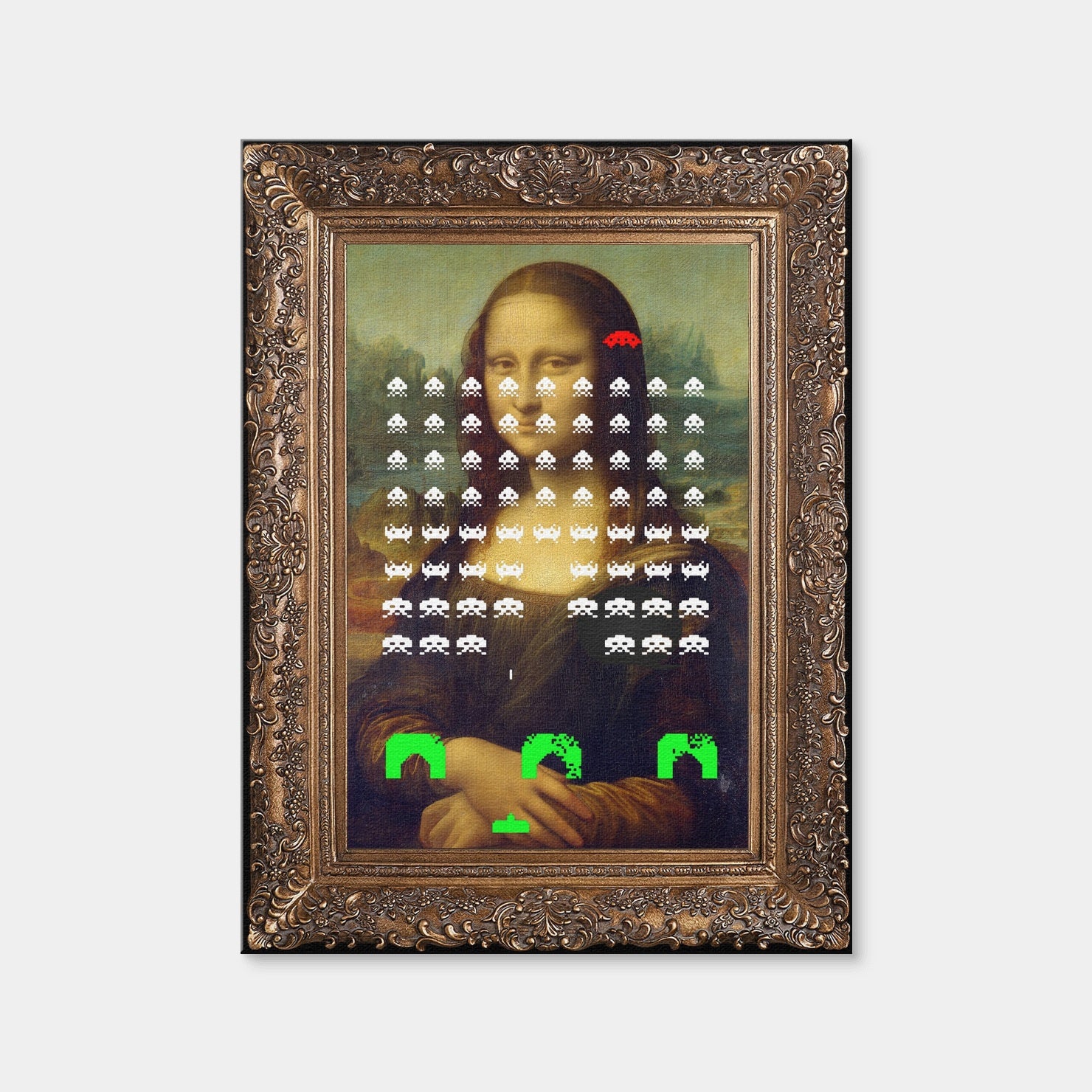 AUTO-MOCKUP WHITE | Mona Lisa Space Invaders | 1 Piece | Gallery Wrap Canvas | group=3x4