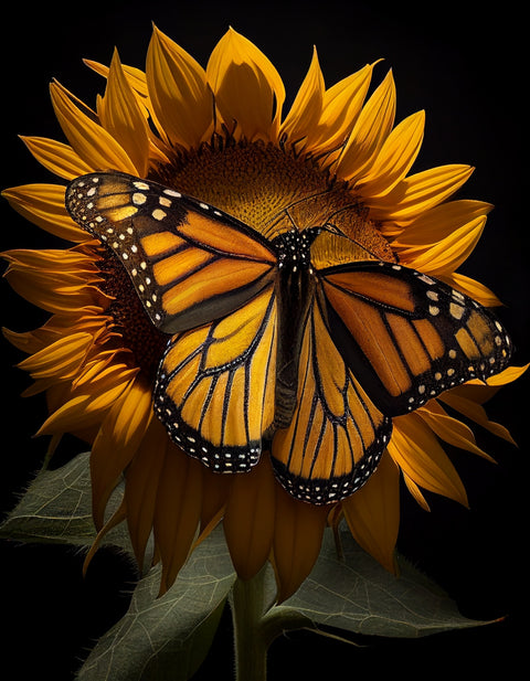 Monarch Butterfly and Sunflower Wall Art