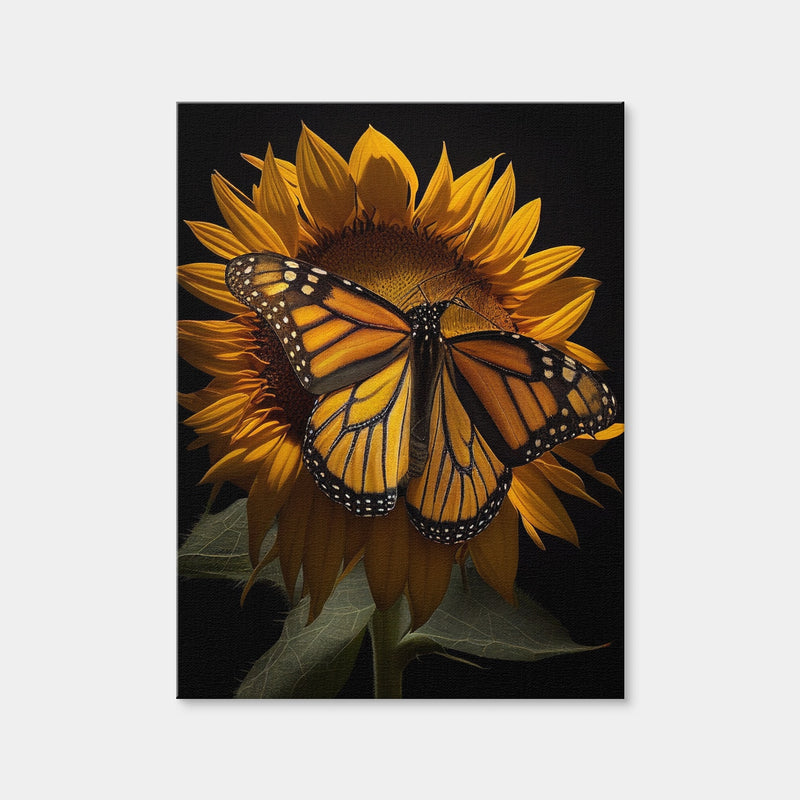 AUTO-MOCKUP WHITE | Monarch Butterfly and Sunflower | 1 Piece | Gallery Wrap Canvas | group=3x4