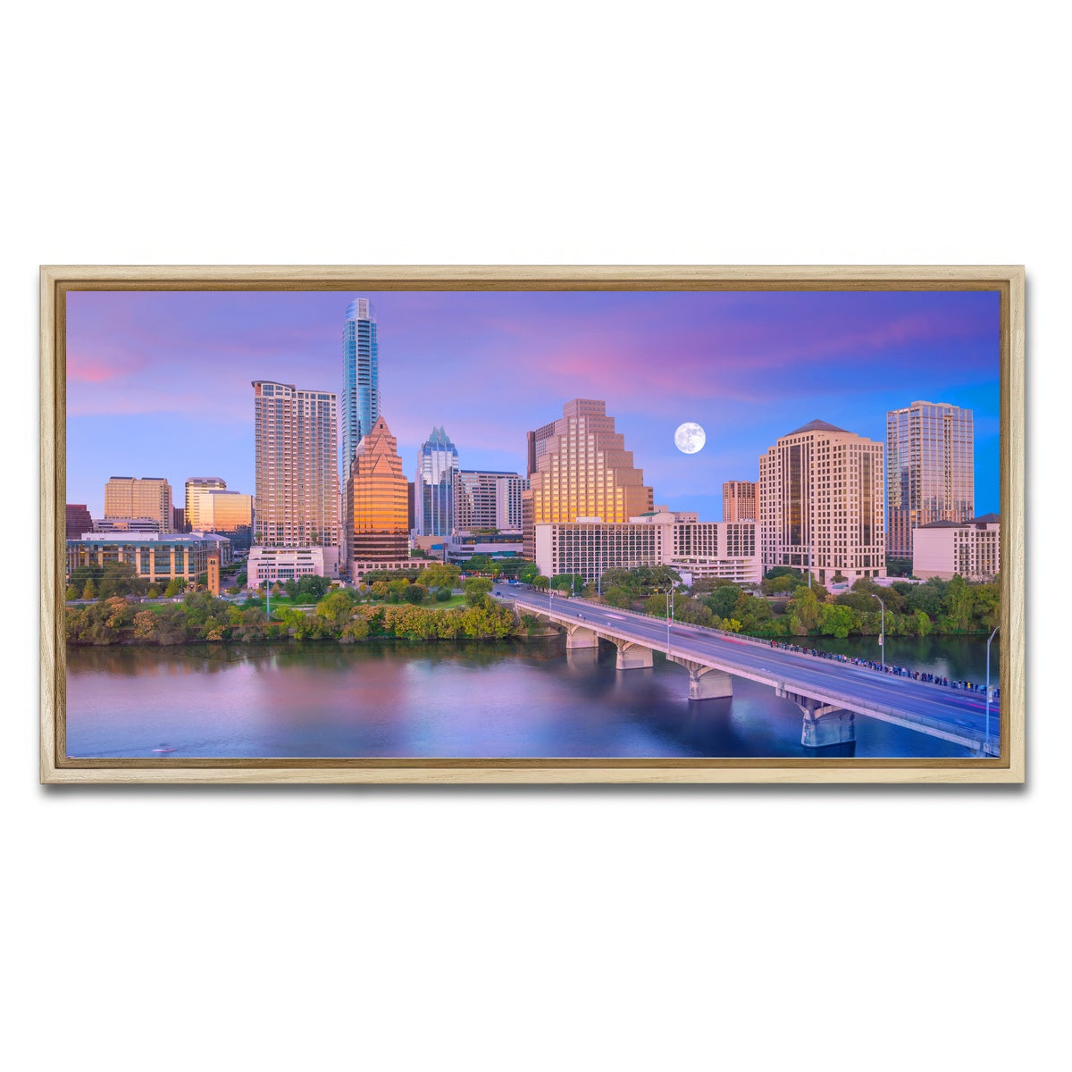 AUTO-MOCKUP WHITE | Moon Over Austin | 1 Piece | Natural Framed Canvas | group=2x1