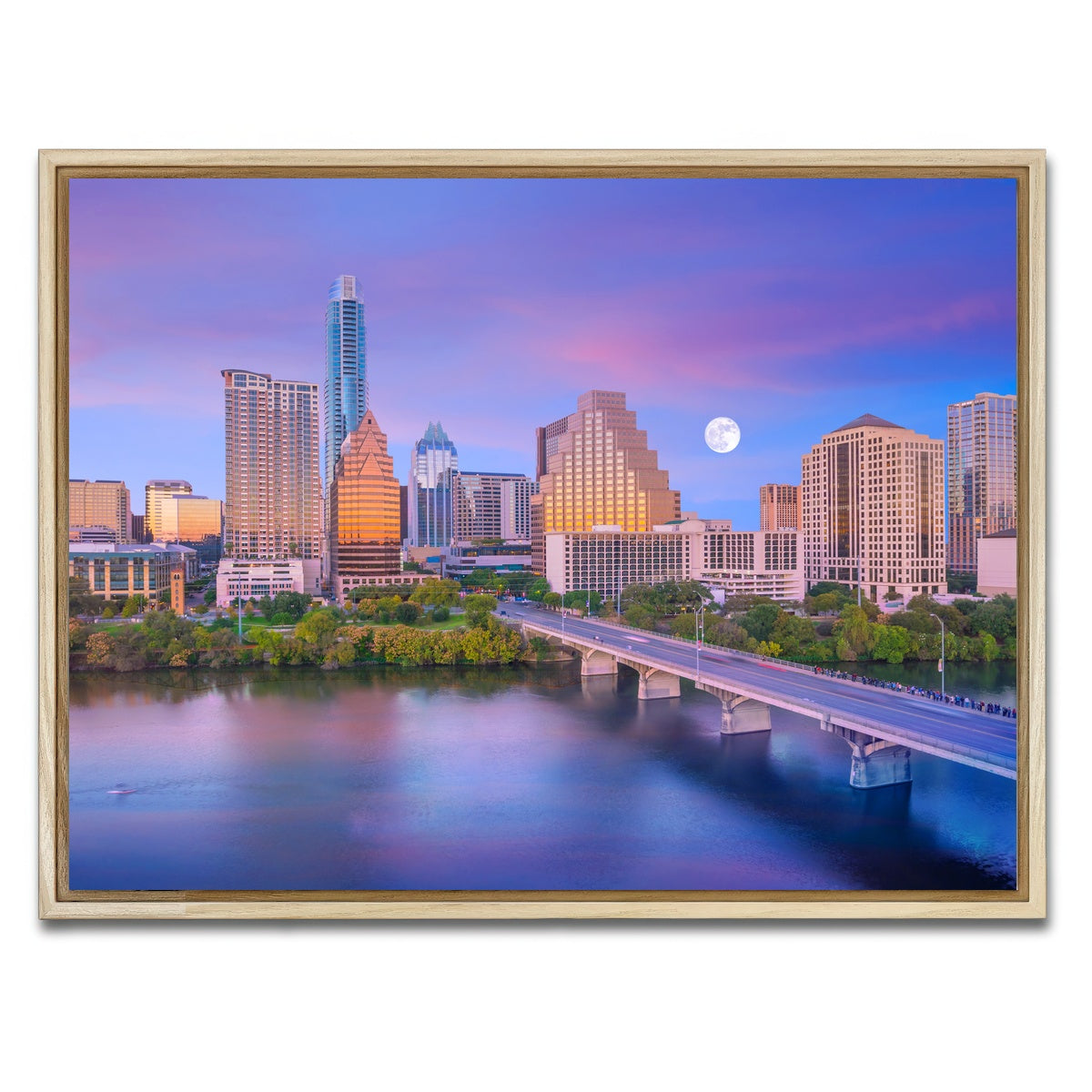 AUTO-MOCKUP WHITE | Moon Over Austin | 1 Piece | Natural Framed Canvas | group=4x3