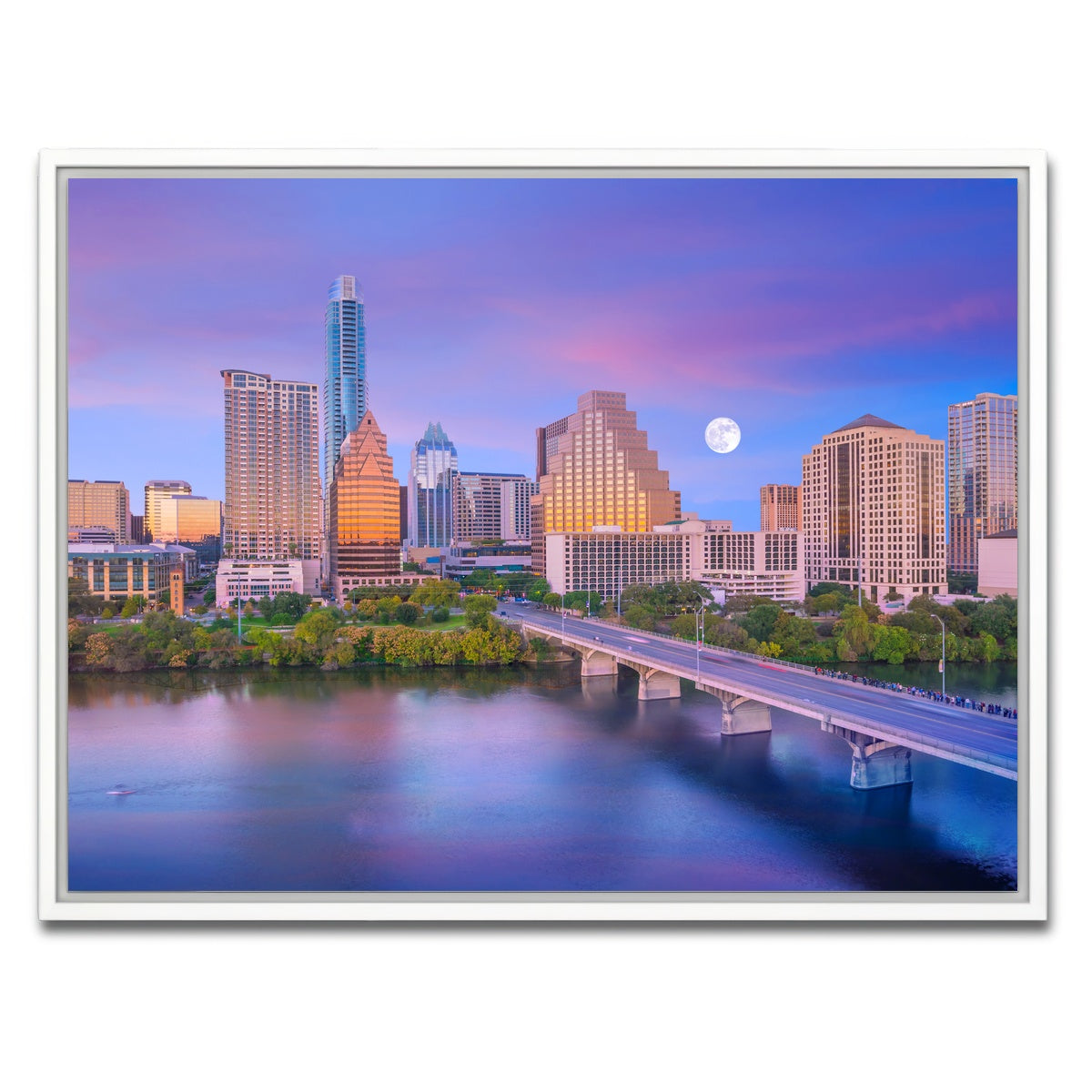 AUTO-MOCKUP WHITE | Moon Over Austin | 1 Piece | White Framed Canvas | group=4x3