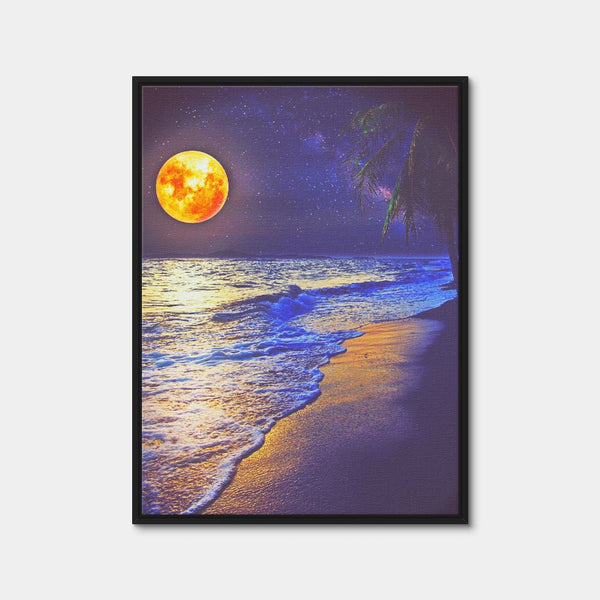 Moonlight Oceanview Wall Art — Framed Canvas Format preview