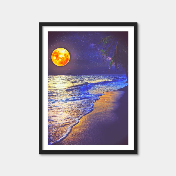 Moonlight Oceanview Wall Art — Framed Print Format preview