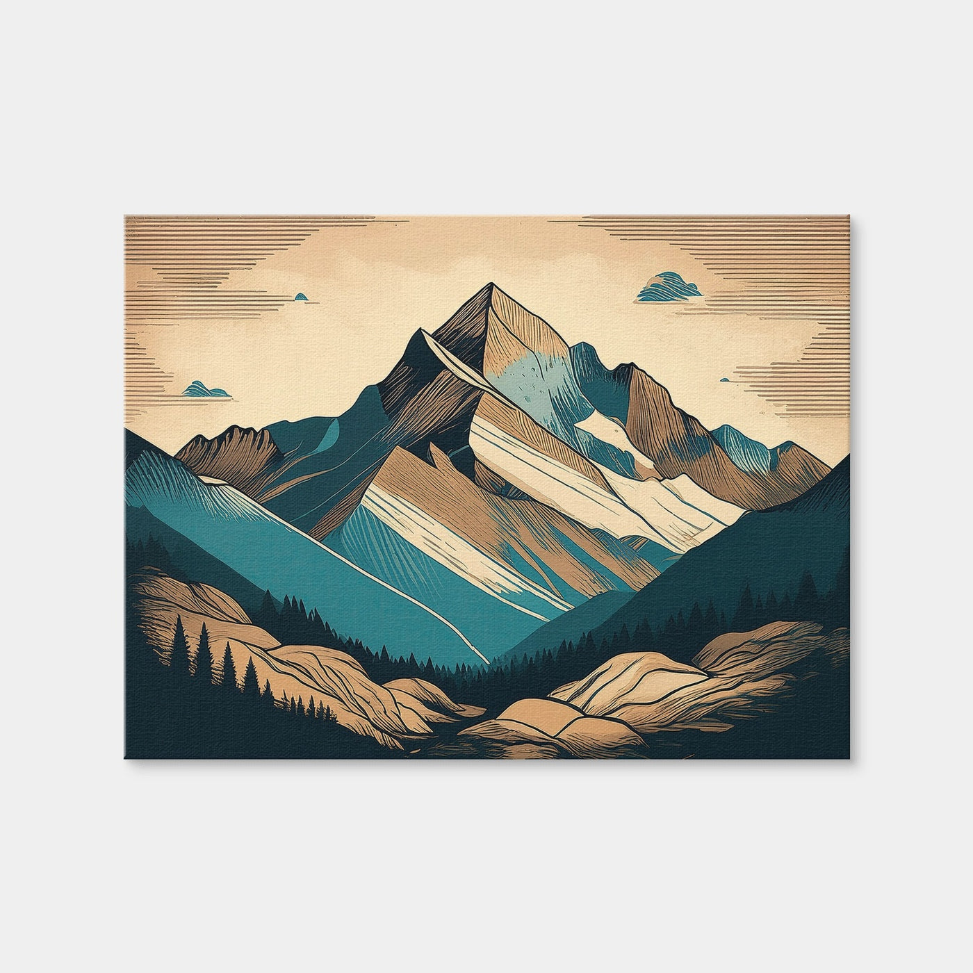 AUTO-MOCKUP WHITE | Mountain Vintage Poster | 1 Piece | Gallery Wrap | group=4x3