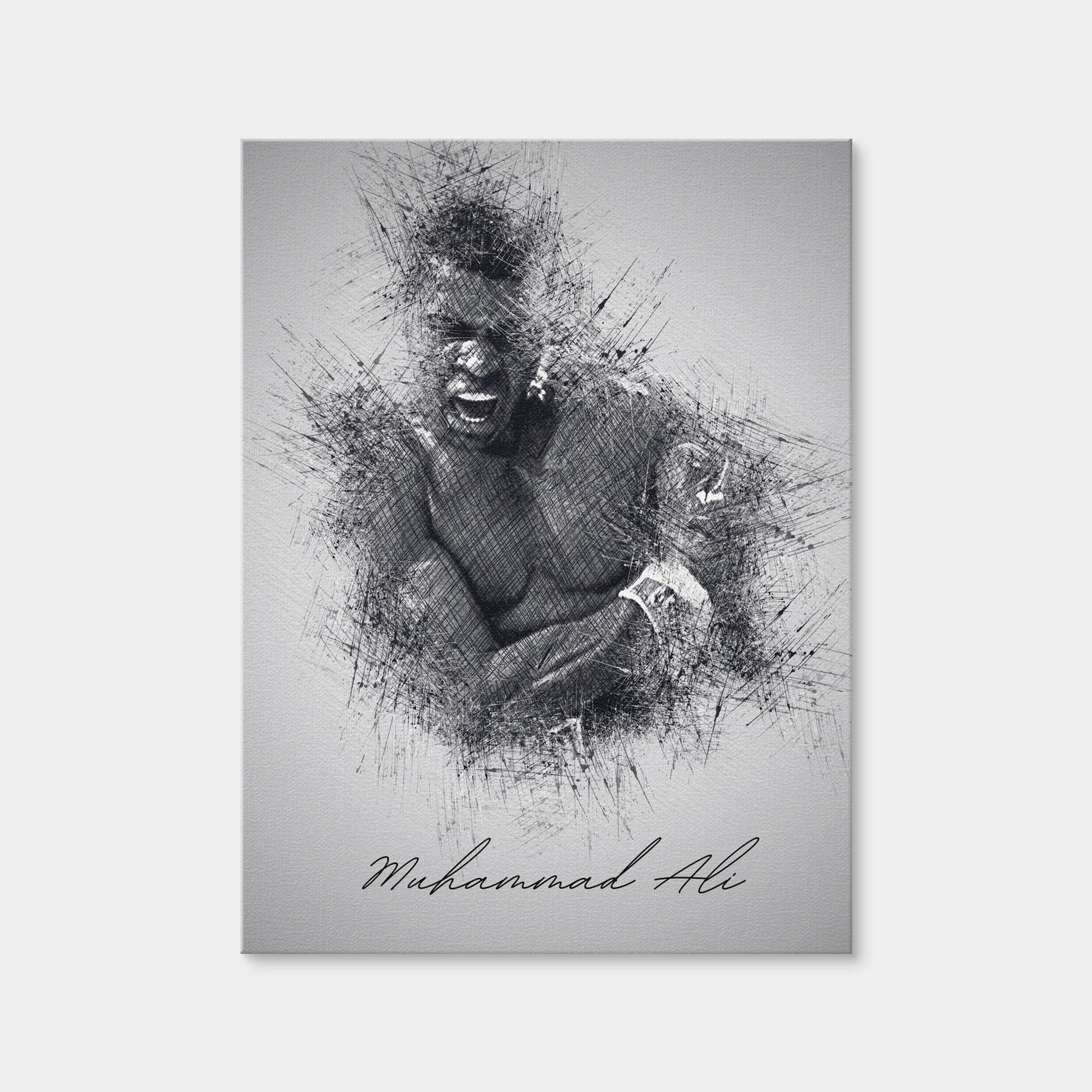 AUTO-MOCKUP WHITE | Muhammad Ali Sketch | 1 Piece | Gallery Wrap | group=3x4
