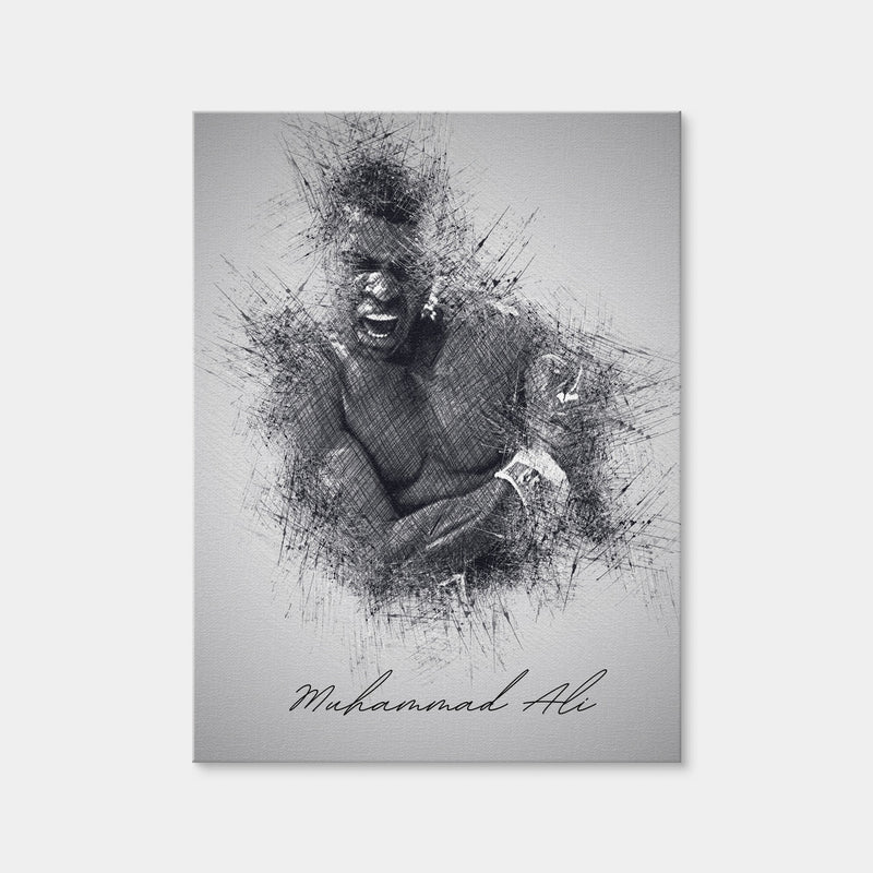 AUTO-MOCKUP WHITE | Muhammad Ali Sketch | 1 Piece | Gallery Wrap | group=3x4