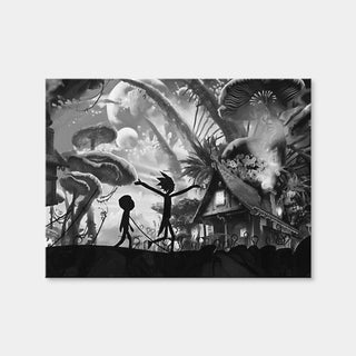 AUTO-MOCKUP WHITE | Mushroom World Rick and Morty Grayscale | 1 Piece | Gallery Wrap | group=4x3