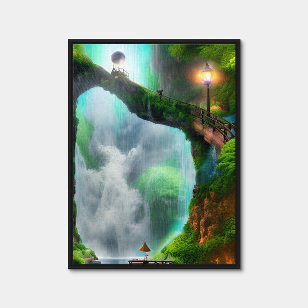 Mystical Waterfall Wall Art — Framed Canvas Format preview