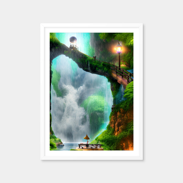 Mystical Waterfall Wall Art — Framed Print Format preview