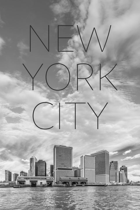 NYC Manhattan Bridge Text & Skyline Wall Art