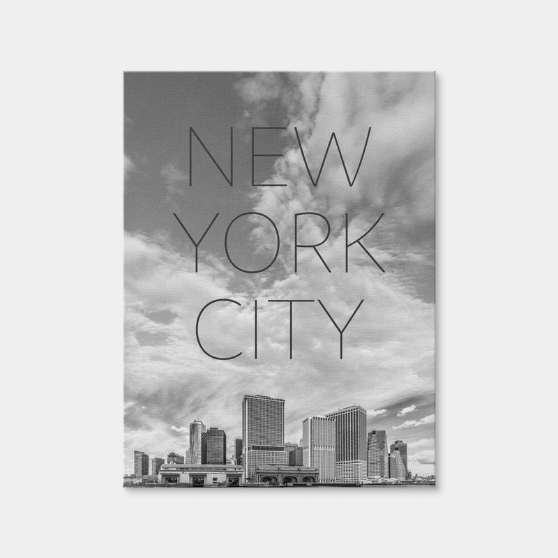 AUTO-MOCKUP WHITE | NYC Manhattan Bridge Text & Skyline | 1 Piece | Gallery Wrap Canvas | group=3x4