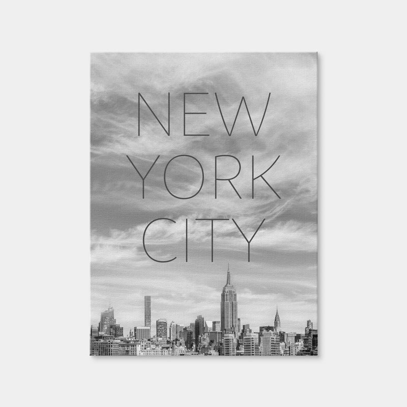 AUTO-MOCKUP WHITE | NYC Text & Skyline | 1 Piece | Gallery Wrap Canvas | group=3x4