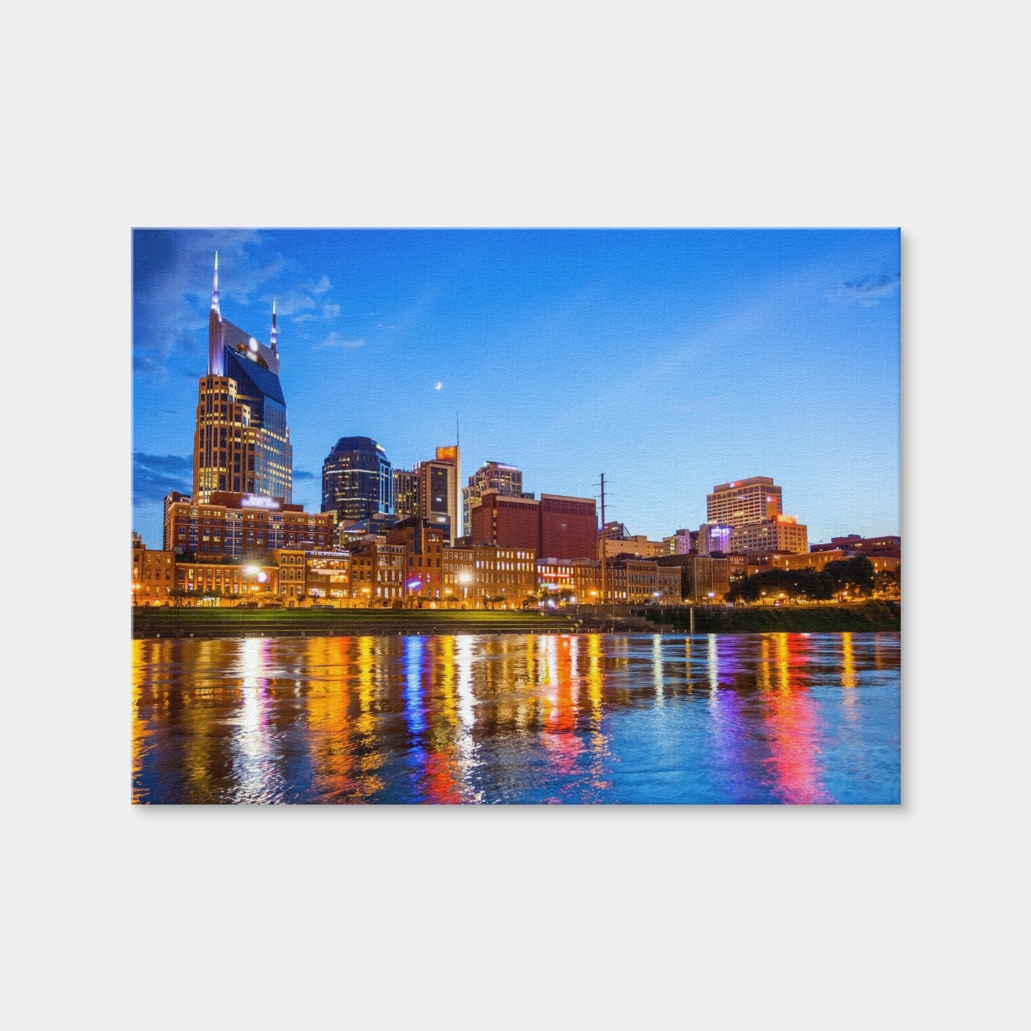 AUTO-MOCKUP WHITE | Nashville Skyline Cumberland River | 1 Piece | Gallery Wrap Canvas | group=4x3