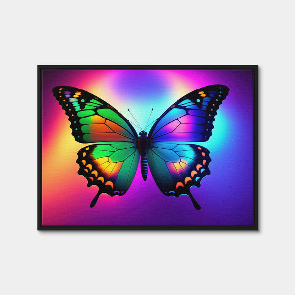 Neon Butterfly Wall Art — Framed Canvas Format preview