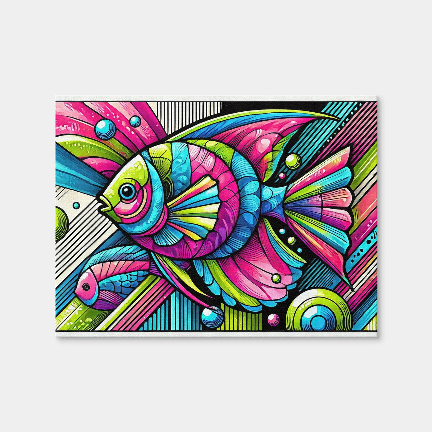 AUTO-MOCKUP WHITE | Neon Pop Art Fish | 1 Piece | Gallery Wrap | group=4x3