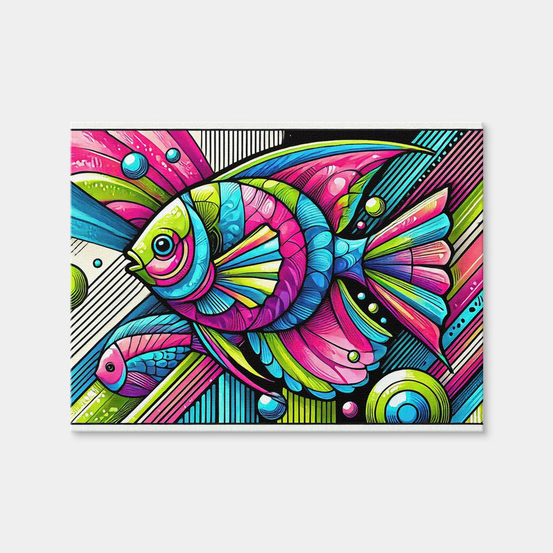 AUTO-MOCKUP WHITE | Neon Pop Art Fish | 1 Piece | Gallery Wrap | group=4x3