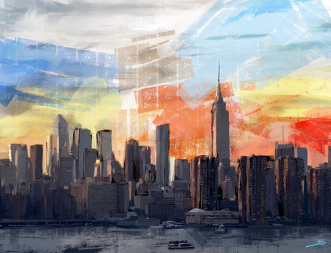 New York City Skyline at Sunset Wall Art