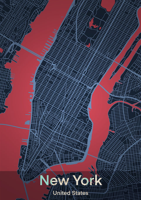 New York Map Wall Art