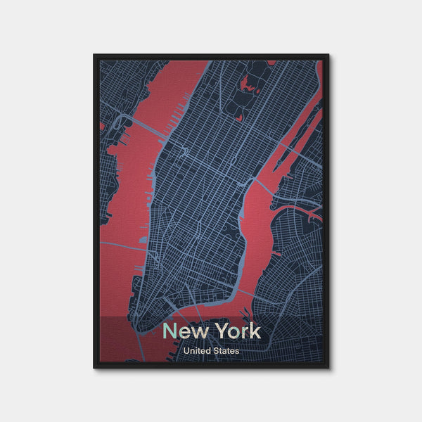 New York Map Wall Art — Framed Canvas Format preview